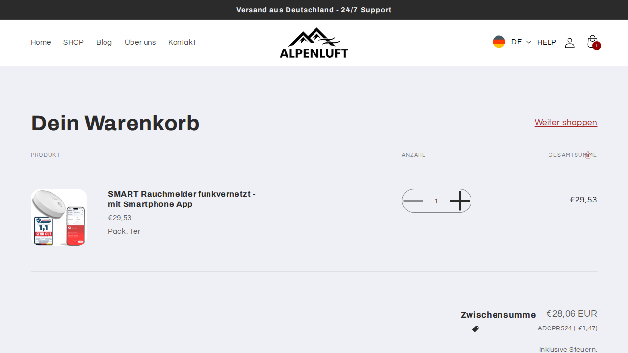 Bereinigter Prüfnachweis-Screenshot für Alpenluft vom 25.07.2026, 20:41 Uhr