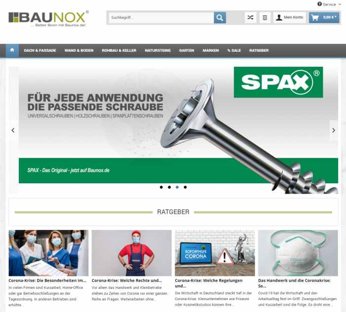 Baunox - Onlineshop für Baustoffe, Abdichtung, Baumarkt & Co.