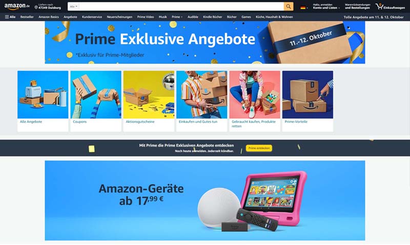 Amazon Prime Exklusive Angebote Aktionsseite