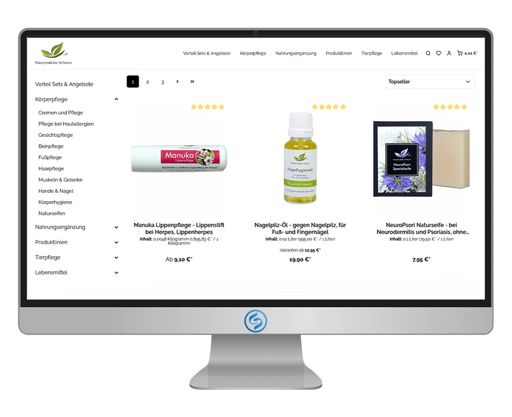 Naturprodukte Schwarz Gutschein einlösen Screenhot